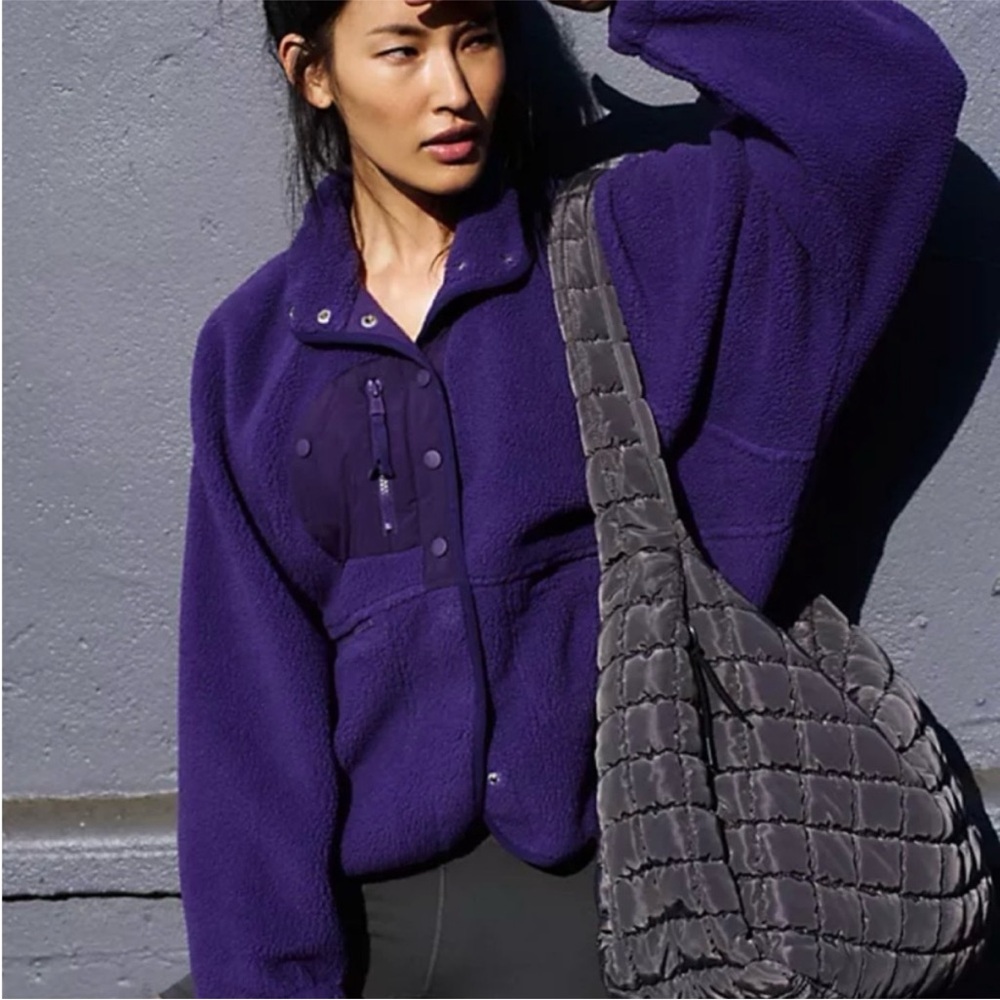 Free People x FP Movement Hit the Slopes Fleece in Dark Amethyst, size M